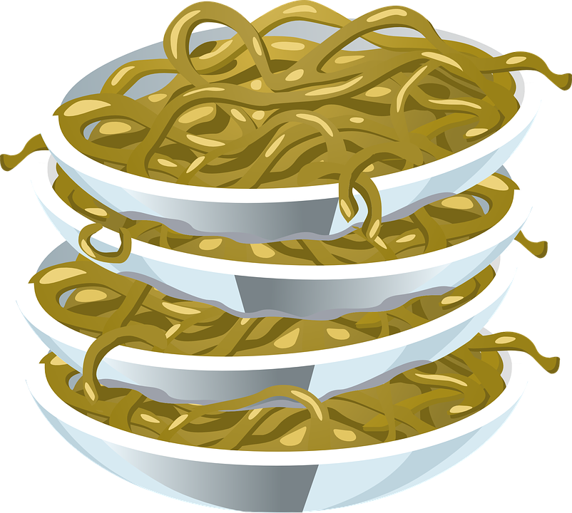 Spaghetti Plates Stacked - Animasi Sisa Makanan (802x720), Png Download