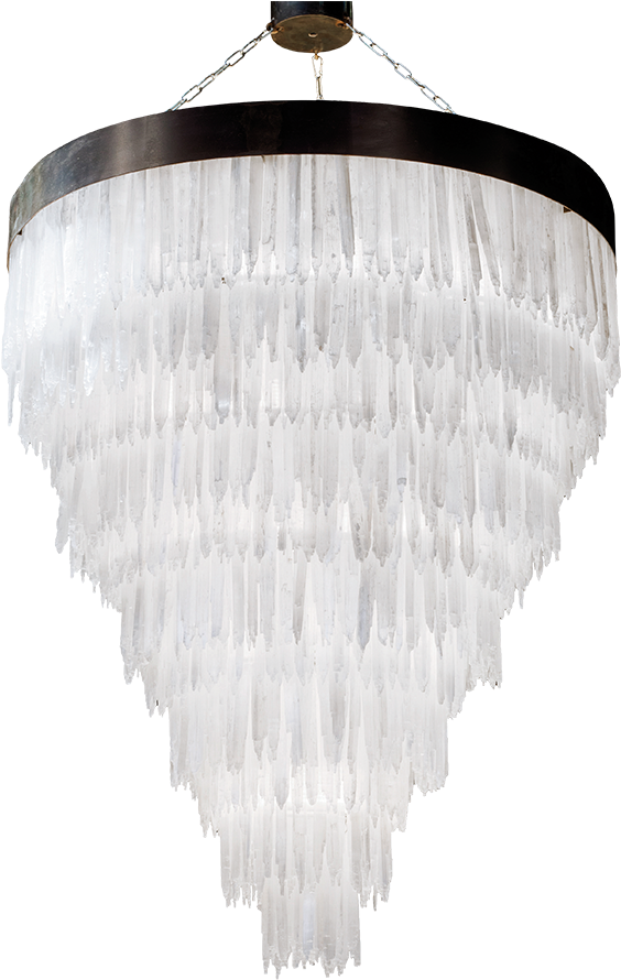 Hanging Lamp, Selenite Chandelier Large, In Darkened - Ceiling Fixture (685x1000), Png Download
