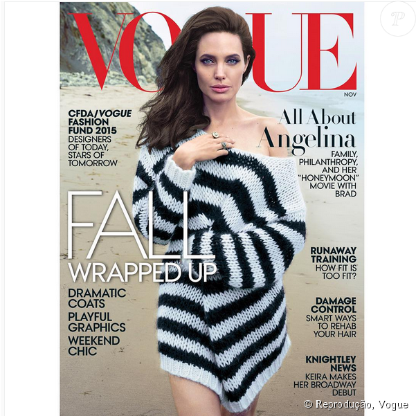 Angelina Jolie É A Capa De Novembro Da Revista Vogue - Magazine Cover November 2016 (950x600), Png Download