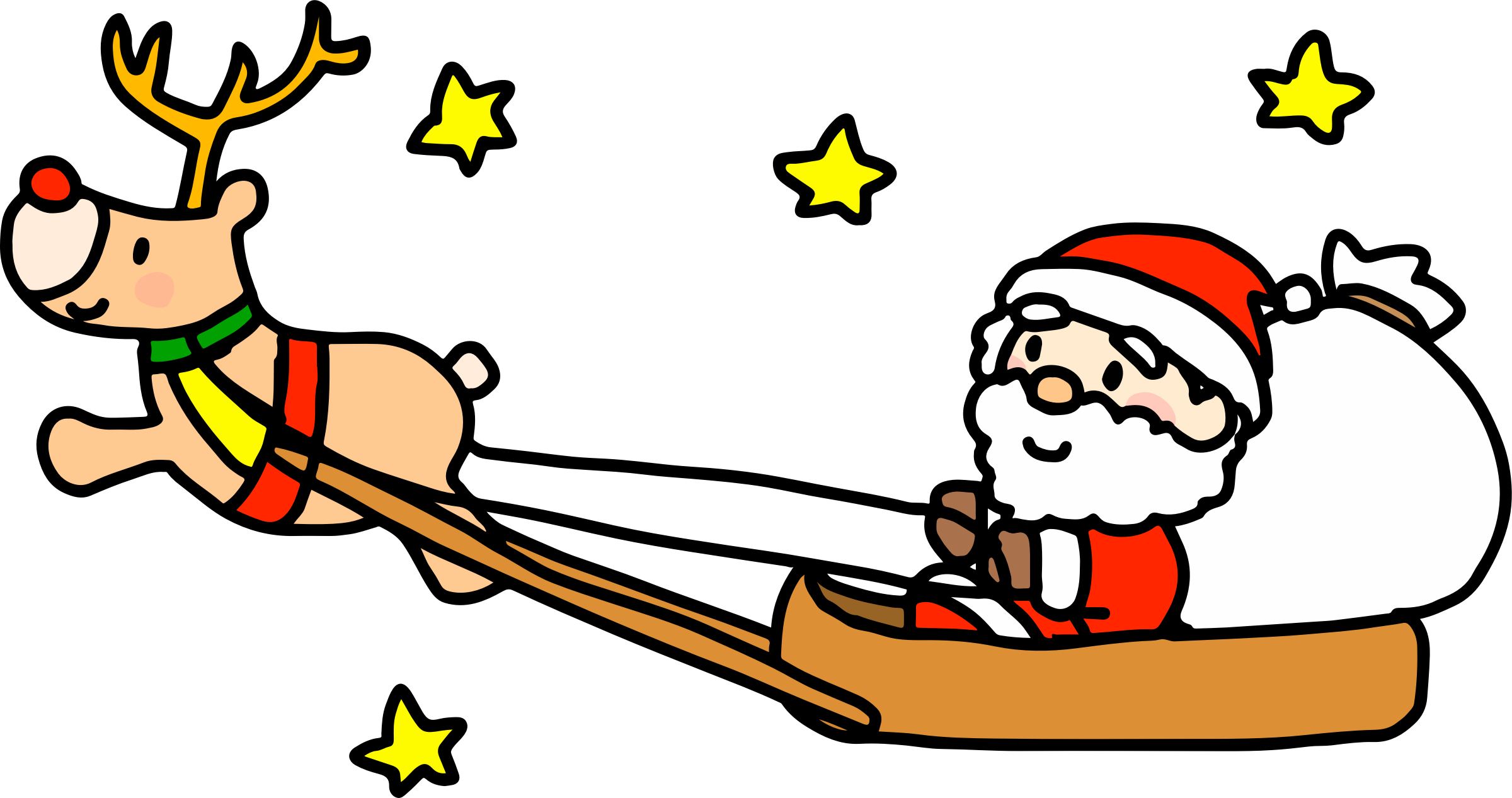 Big Image - Papa Noel Trineo Colorear (2400x1267), Png Download