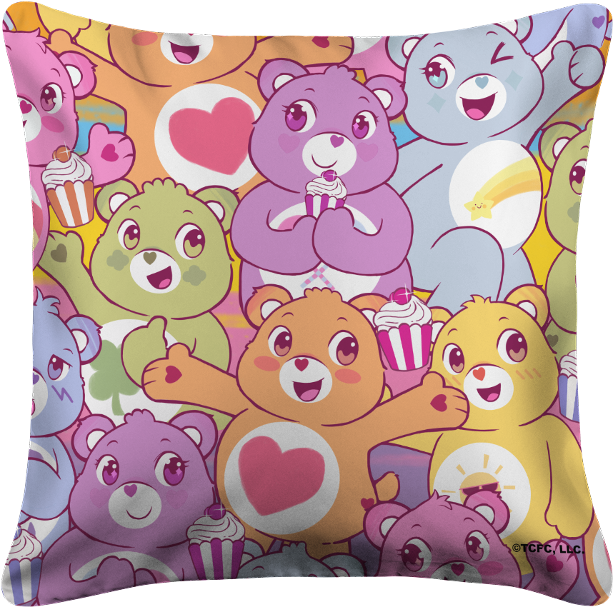 Care Bears Pile White Pillow Case - Cushion (1000x1000), Png Download