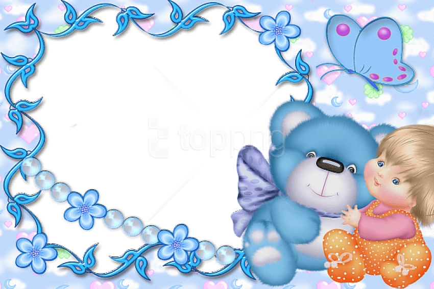 Free Png Best Stock Photos Cute Kids Blue Transparent - Kids Teddy Frame (850x567), Png Download