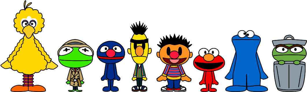 Sesame Street Pacs By Limeth - Sesame Street Characters Chibi (1108x320), Png Download