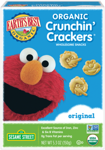 Earths Best Organic Sesame Street Original Crunching - Earth's Best Crackers (650x499), Png Download