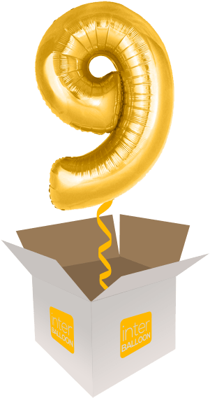 34″ Number 9 Gold Megaloon - 90 Balloons (568x568), Png Download