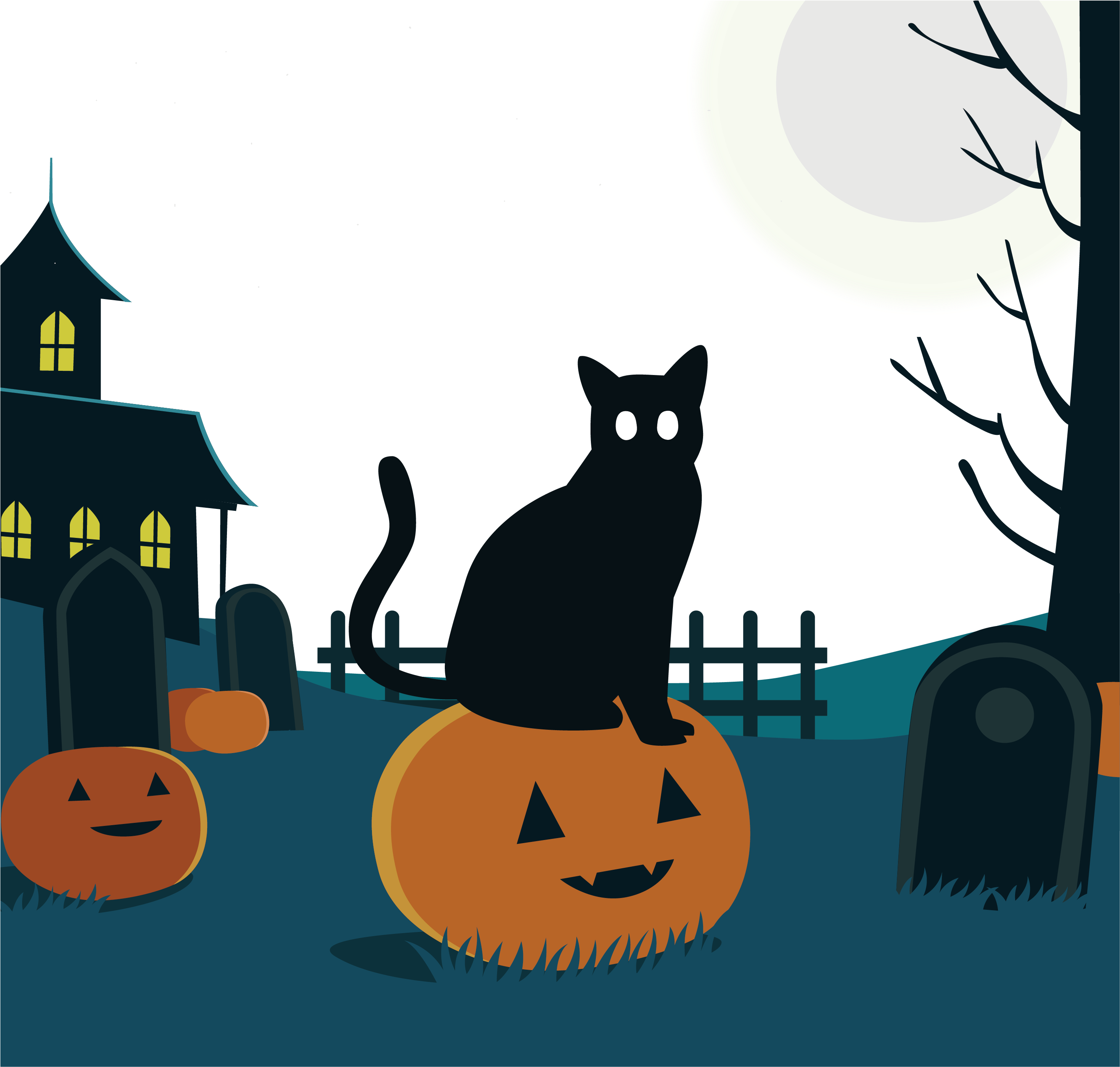 The Black Cat In - Jack-o'-lantern (3240x3211), Png Download