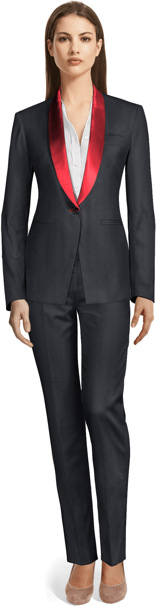 Blue Polyester Tuxedo - Women Interview Attire Suit (655x2100), Png Download