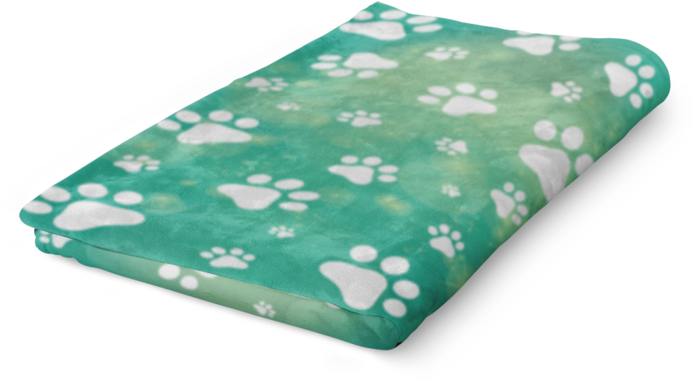 Green Watercolor Paw Prints Fleece Blanket - Comfort (740x740), Png Download