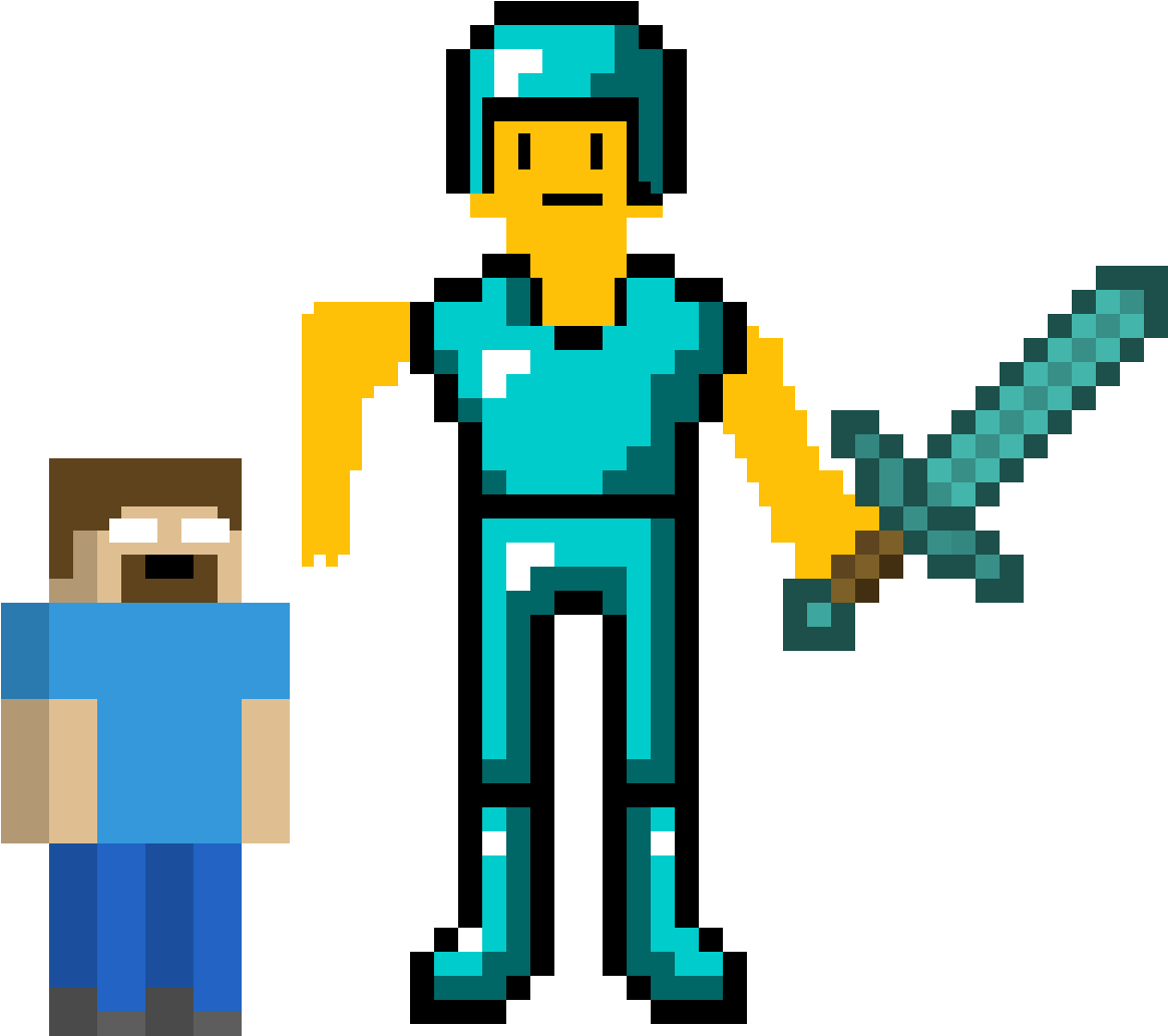 Herobrine Versus Giant Minecraft Player - Minecraft Stone Sword Pixel Art (1200x1200), Png Download