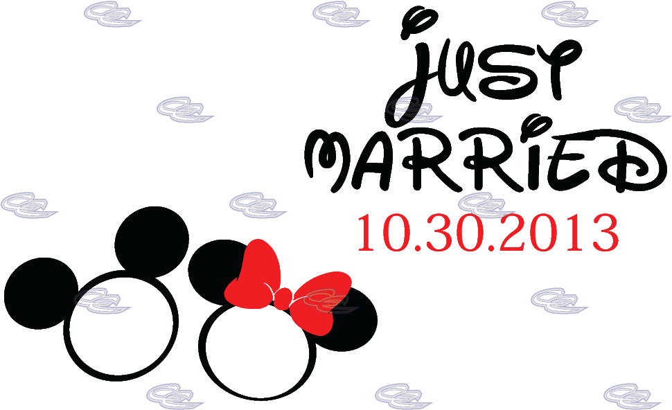 Just Married Mickey Minnie Mouse Wedding Engagement - Mickey Minnie Just Married (1013x697), Png Download