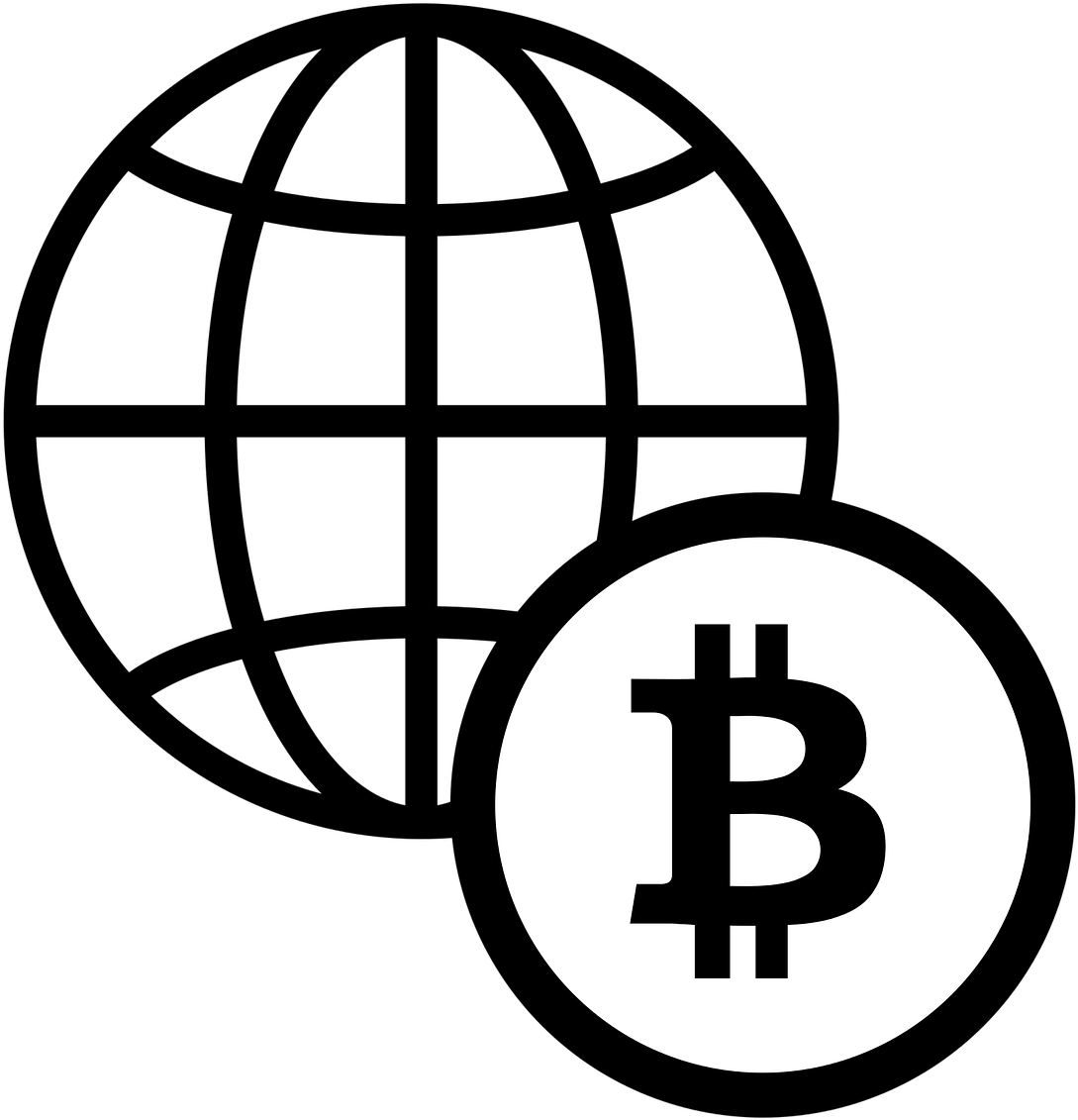 Bitcoin Icon Black - Transparent Globe Vector Png (1280x1280), Png Download