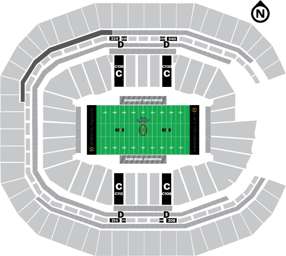 College Football Championship 2018 Seating Chart Black - Super Bowl 2019 Tickets (910x816), Png Download