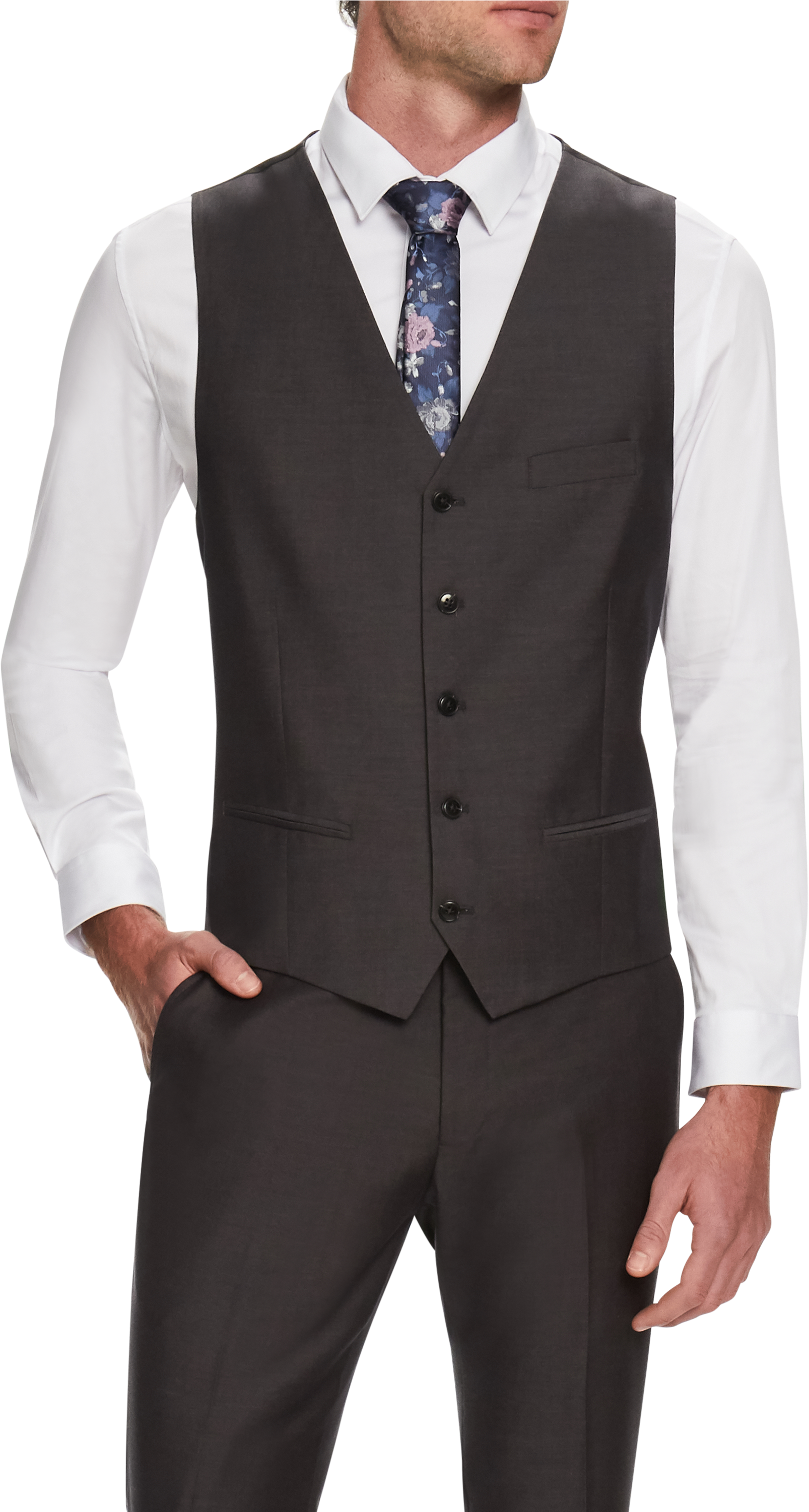 Steel Cavill Textured Waistcoat - Blue Waistcoat Purple Tie (3000x3000), Png Download
