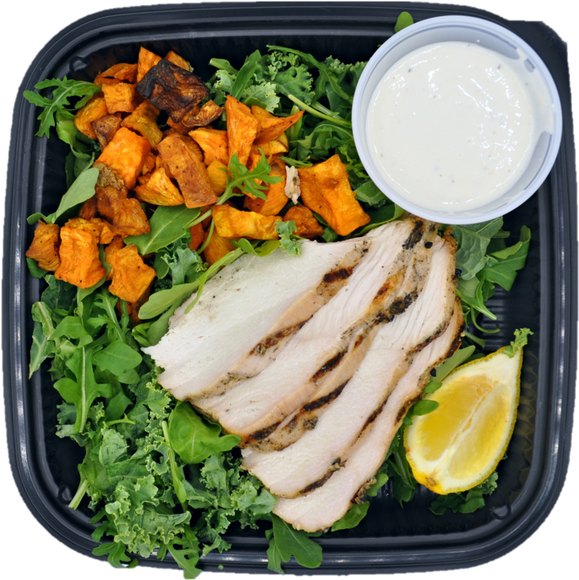Kale And Arugula Cesar Salad With Sweet Potato Performance - Jokbal (874x866), Png Download