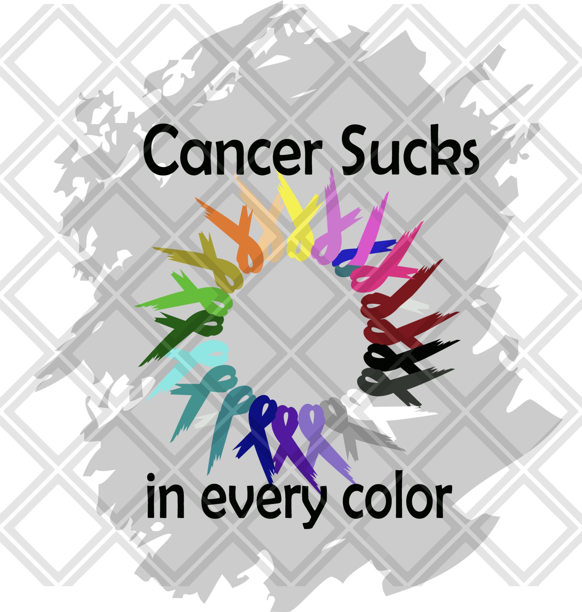 Cancer Sucks In Every Color Frame Htv Transfer, Sublimation - Graphic Design (1948x2048), Png Download