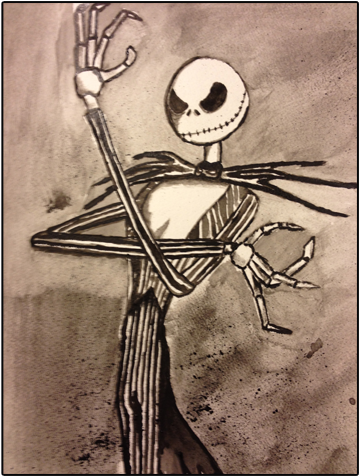 Spooner's Candy Image, Jack Skellington Watercolor - Watercolor Painting (530x481), Png Download