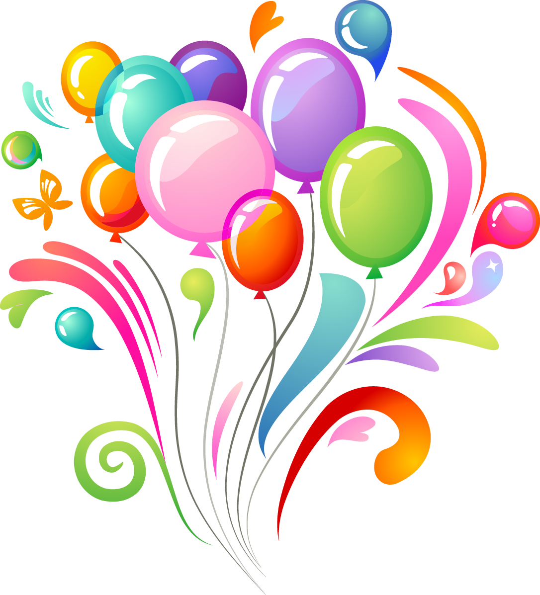 Globos Fiesta Png - Birthday Png (1086x1197), Png Download