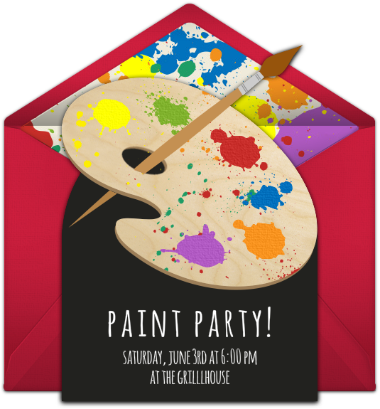 A Great Free Birthday Party Invitation Featuring A - Blank Sip And Paint Invitations (650x650), Png Download