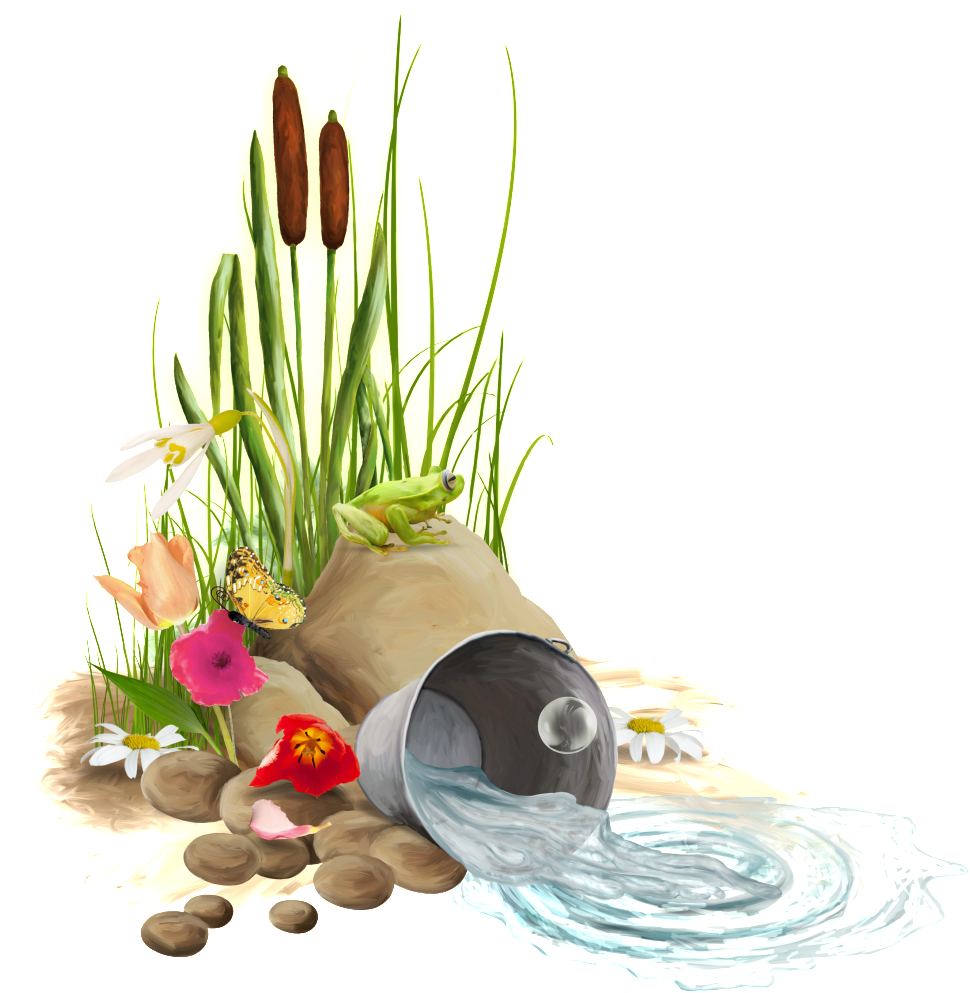 Outdoor Flowers And Fallen Buckets Of Transparent - Portable Network Graphics (1024x1096), Png Download