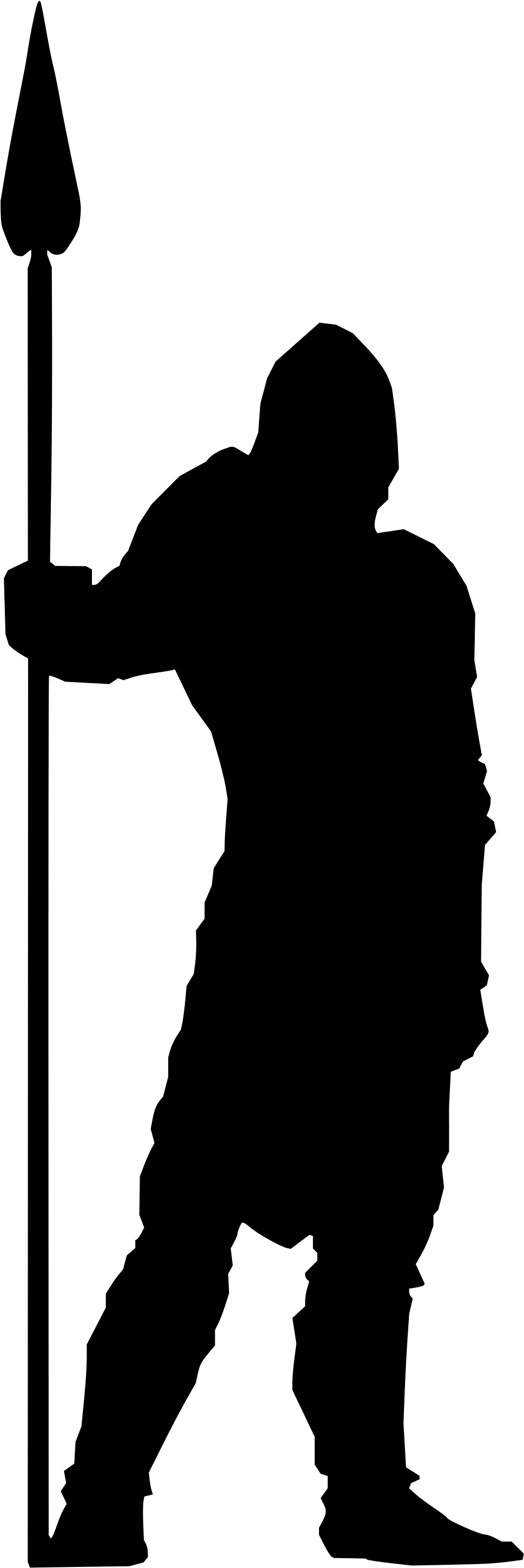 Silhouette At Getdrawings Com Free For Personal - Medieval Soldier Silhouette Png (1000x2929), Png Download