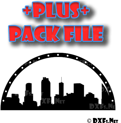 Dxf272-p Cityscape Building Half Circle Silhouette - Half Circle Design Cnc (400x400), Png Download
