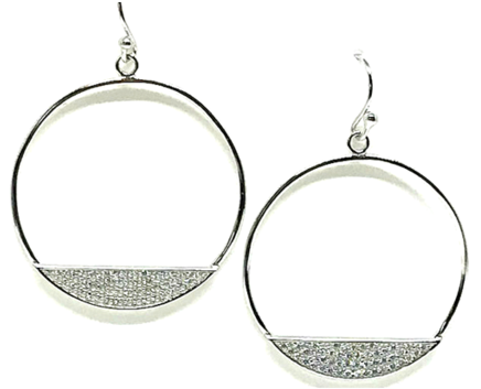 Hoop With Pave Half Circle - Earrings (480x472), Png Download