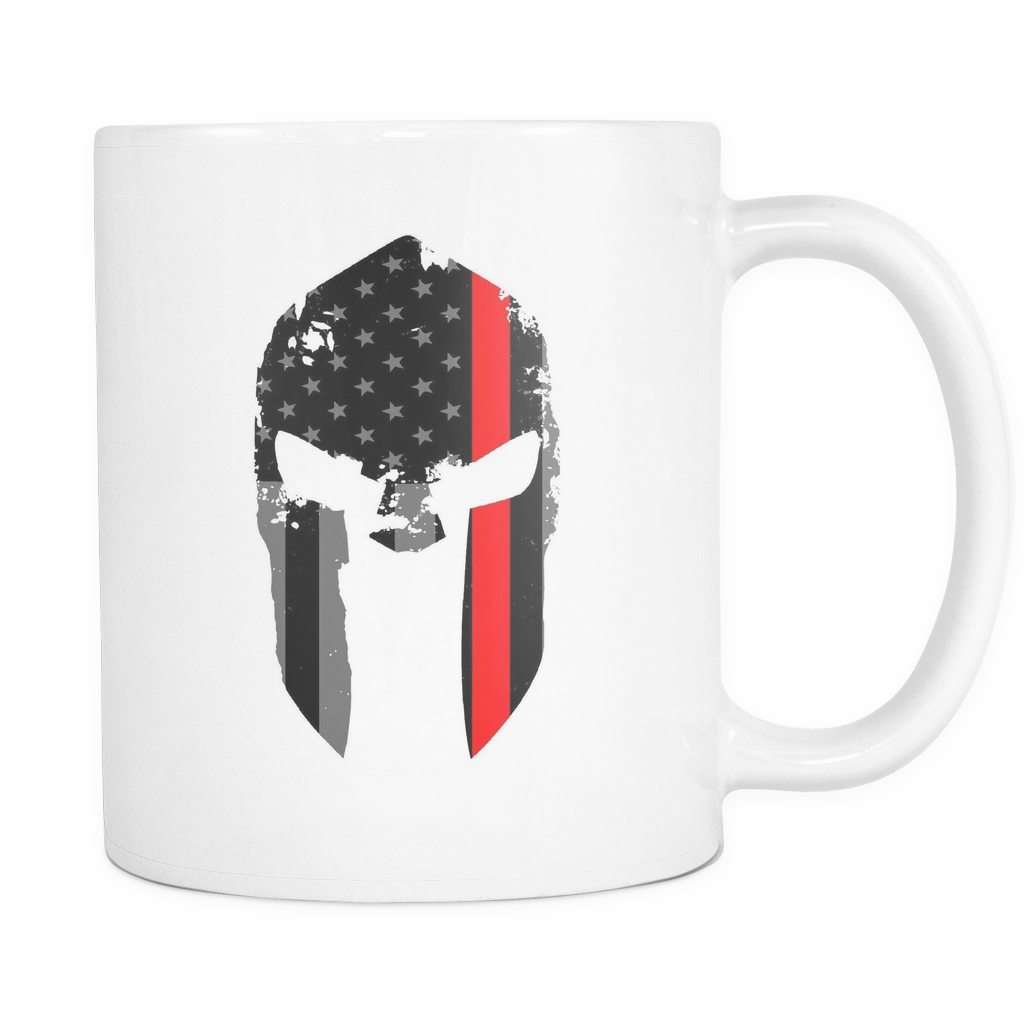 Spartan Helmet Thin Blue Line Flag Mug - Green Line Us Flag (1024x1024), Png Download
