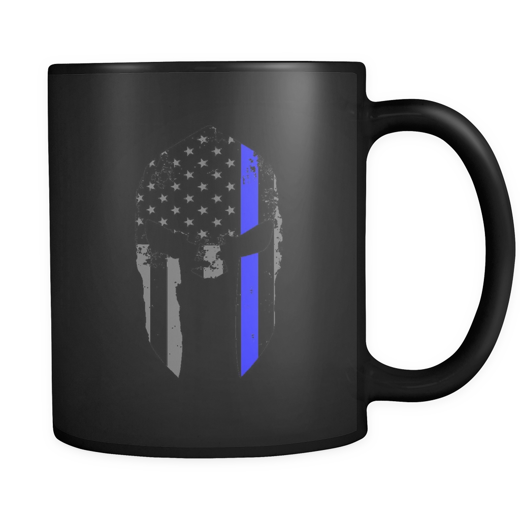 Spartan Helmet Thin Blue Line Flag Mug - Aerospace Engineering Cup (1024x1024), Png Download