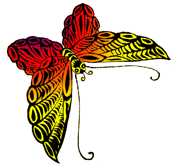 Black Orange Yellow Butterfly - Red And Yellow Butterfly (607x650), Png Download