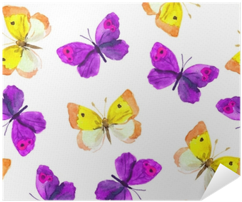 Seamless Repeated Wallpaper Tile With Violet And Yellow - Watercolor Painting (400x400), Png Download