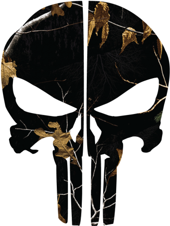 Black Woods Camo Punisher Skull Rear Helmet Reflective - Punisher Skull (468x468), Png Download