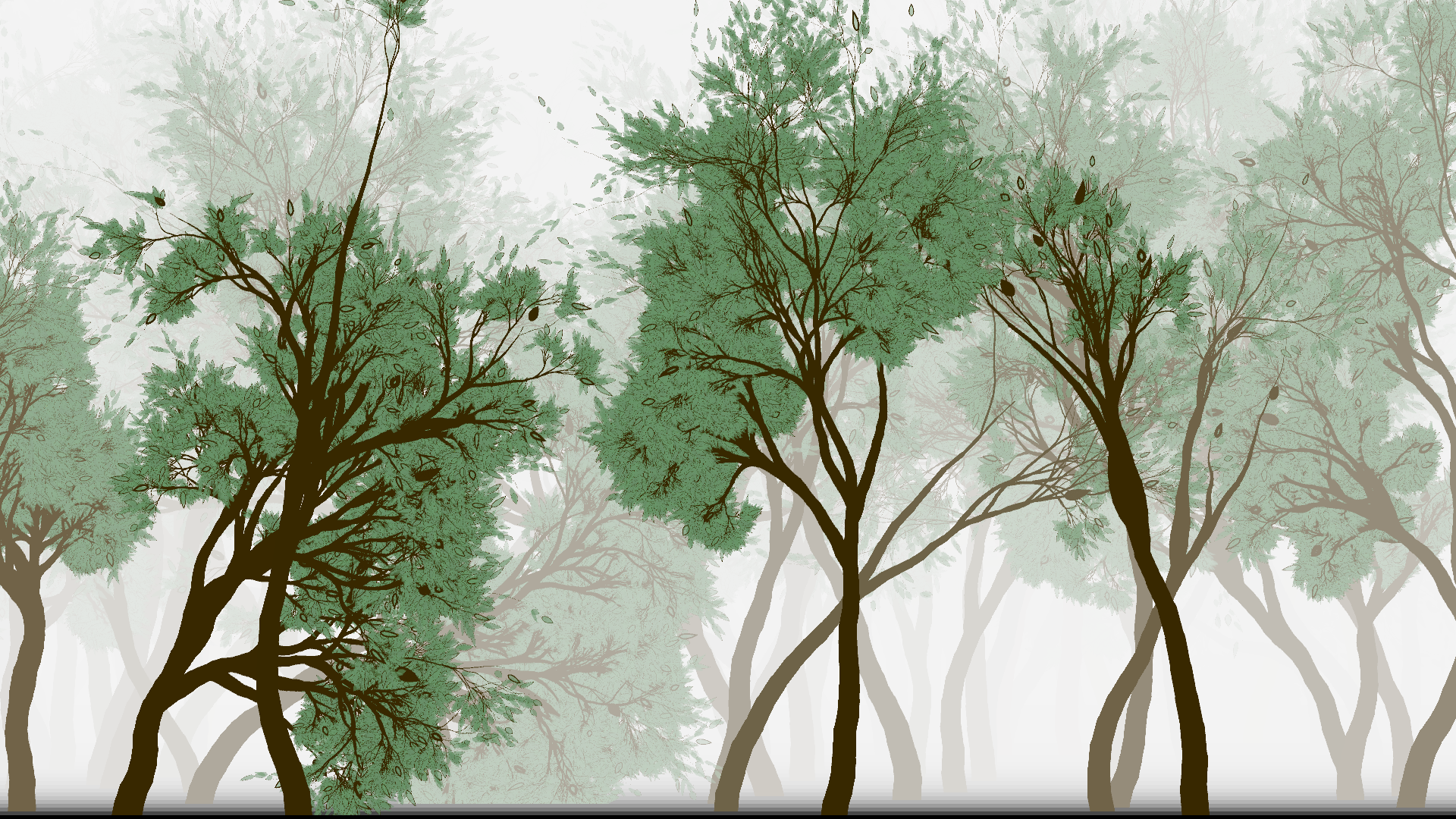 Generated Images From The Fractal Tree Processing Algorithm - Larch (1920x1080), Png Download