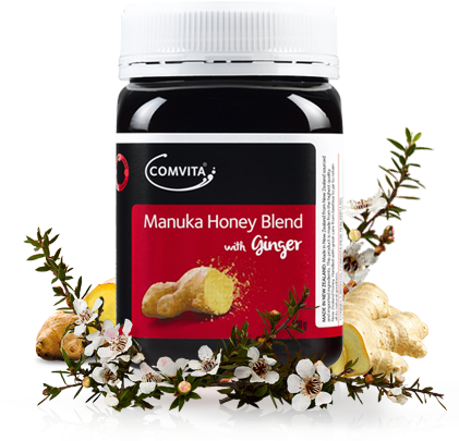 Manuka Honey Blend With Ginger 500g - Comvita Manuka Honey Blend With Lemon 250g (420x480), Png Download