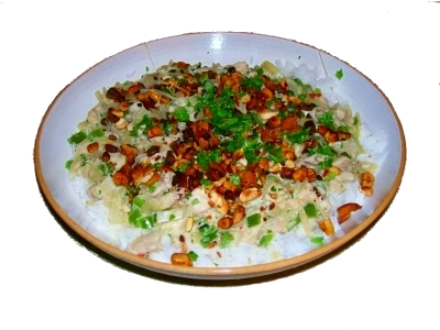 Grated Ginger, Lots Of Coriander, A Chili And Garlic - Sisig (400x300), Png Download