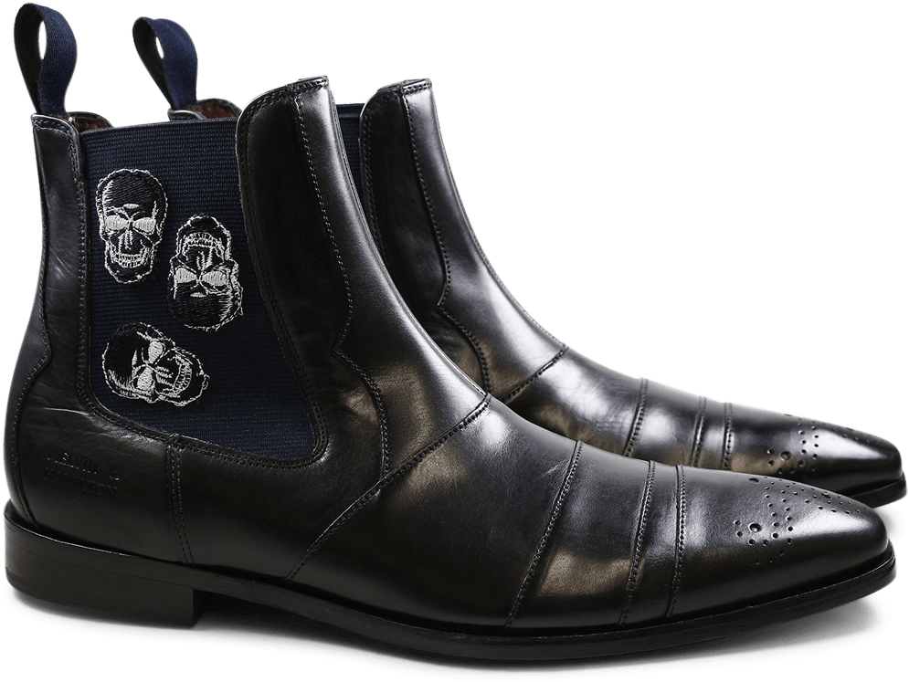 Ankle Boots Elvis 12 Crust Black Skull Patch Elastic - Enkellaarzen Melvin & Hamilton Elvis 12 Crust Black (1024x1024), Png Download