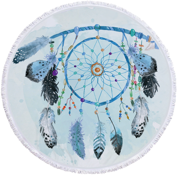 Round Towel - Boho Flowers Dreamcatcher (600x600), Png Download