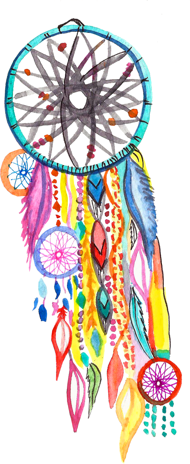 Watercolor Painting Dreamcatcher Clip Art - Transparent Transparent Background Boho Png (695x1600), Png Download