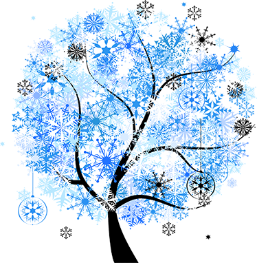 Winter Tree Png - Blue And Black Tree Cotton And Linen Decorative Pillow (374x382), Png Download
