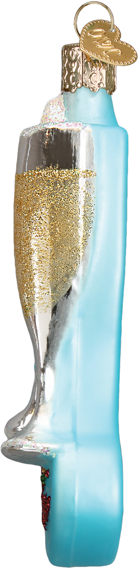 Champagne Toast - Old World Christmas Believe Word Glass Ornament Decoration (1200x1200), Png Download