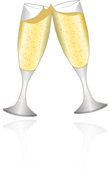 2 Champagne Cups Transparent Png (372x595), Png Download