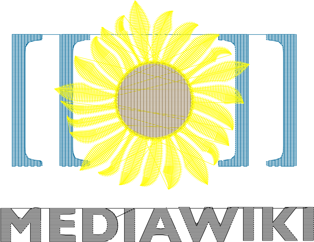 Mediawiki Logo Reworked Embroidery Satin Stitches - Graphic Design (1280x999), Png Download