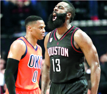 James Harden Rockets Png Download - James Harden Thunder Game 1 (667x375), Png Download