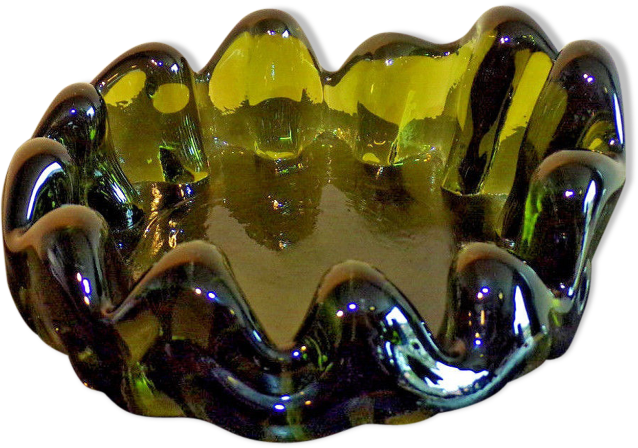 Download Vintage Blown Glass Ashtray Glass And Crystal Green Glass Full Size Png Image Pngkit