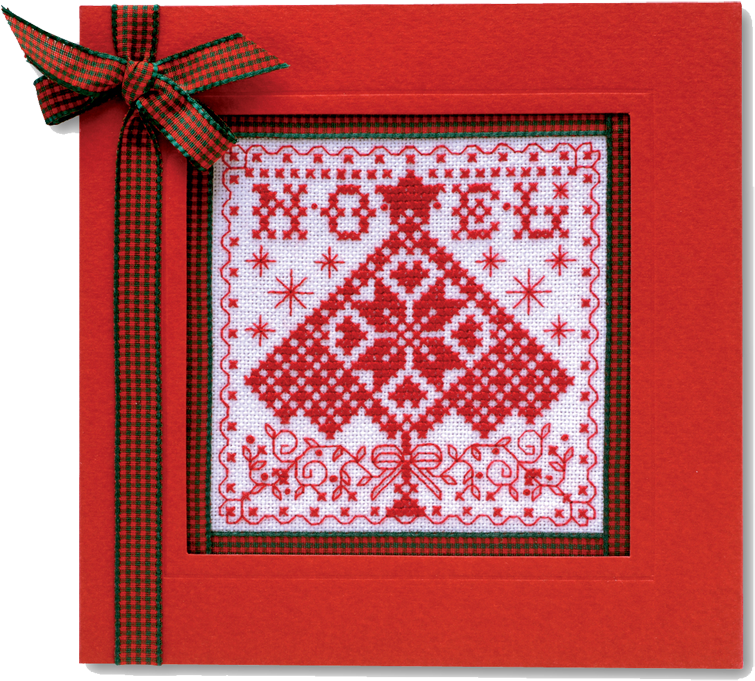 Cross Stitch Card11 - Red Cross Stitch Christmas Patterns Free (800x801), Png Download