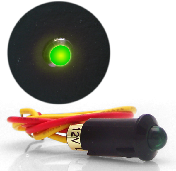 Universal Indicator Light Green 12v Led Deluxe Black - Green Indicator Light Png (600x600), Png Download