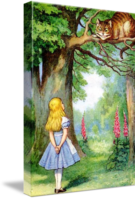 "alice And The Cheshire Cat In Wonderland" By Grant - Alice In Wonderland Cheshire Cat In Tree (440x650), Png Download