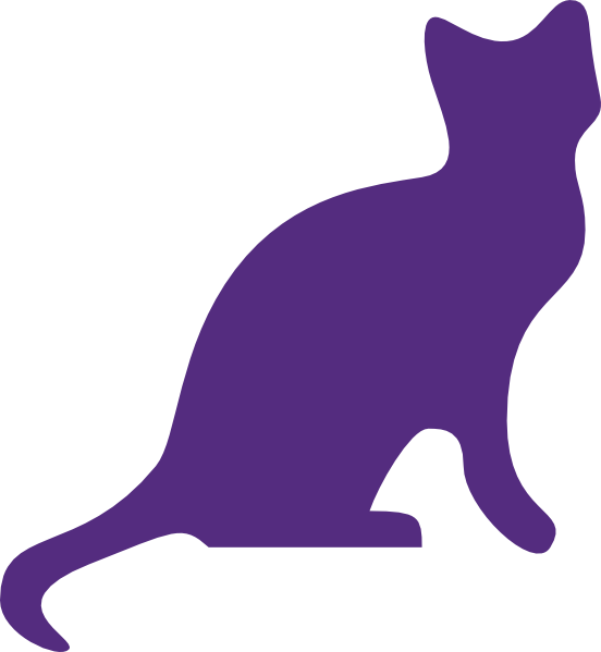 Purple Cat Clip Art At Clker - Purple Cat Silhouette (552x599), Png Download