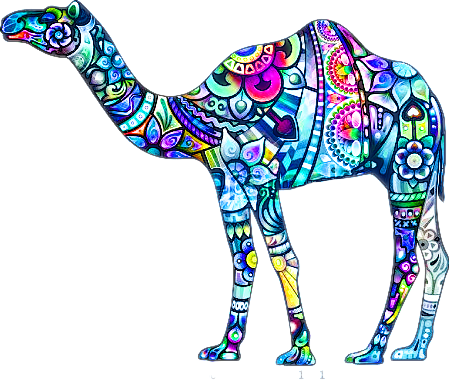 Yellow Camels Tribal Design (449x380), Png Download