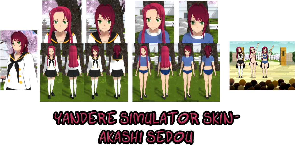 Yandere Template Hair Simulator 9019 - Akashi Yandere Simulator (1253x637), Png Download