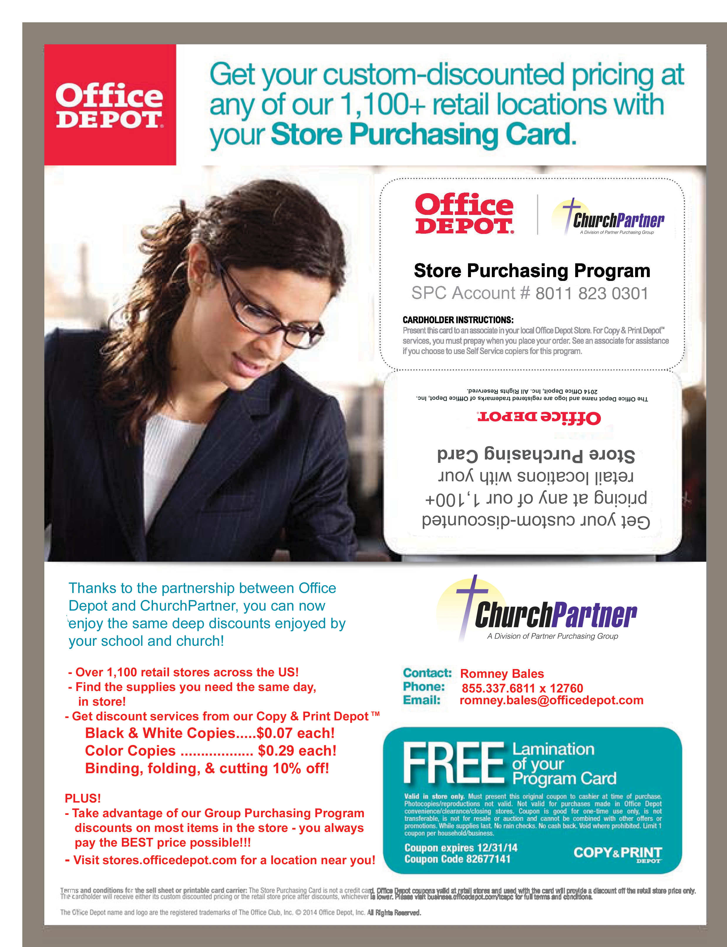 Office Depot Credit Card - Office Depot Spc Card (2550x3300), Png Download